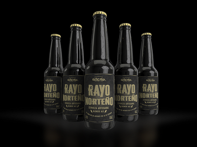 Rayo Norteño 3d 3d art beer branding cinema 4d design label labeldesign logo packaging render typography vrayforc4d