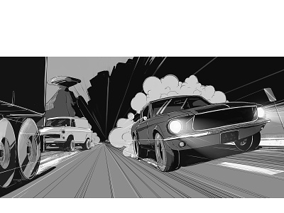 Ride 'Em On Down 2d animation comic comic art comic book digital 2d digital painting ford ford mustang illustration