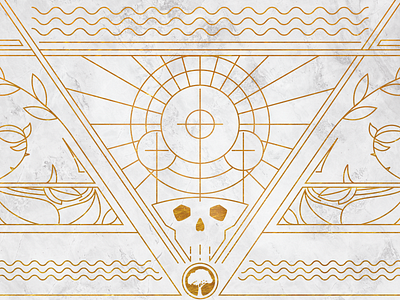 Atonement series graphic pt. 2 church design gold illustration line art skull