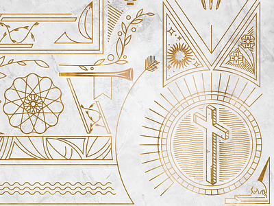 Atonement series graphic pt.4 church graphic cross easter gold illustration jesus line art