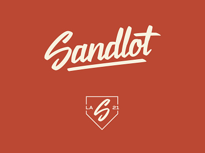 Sandlot hand lettered script and badge logo