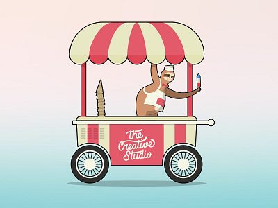 July Studio Sloth character flat ice cream ice cream man illustration popsicle sloth summer