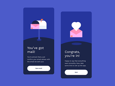 Cormeum - Success screens bold email illustraion mobile ui success