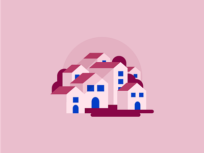 Pink City design flat illustration