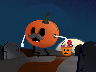 TRICK OR TREAT affinity halloween moon night pumpkin sticker sticker design vectober vector