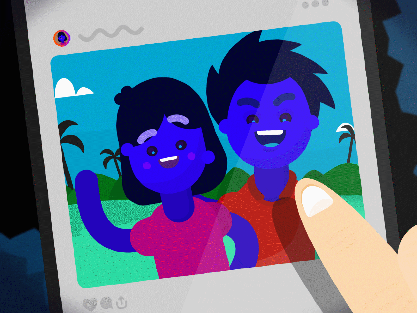 Happy in Hawaii after effects design falchook hawaii illustrator instagram joystick social media vector vector illustration
