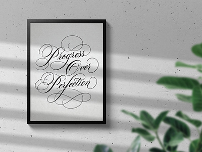 Progress Over Perfection - Calligraphy Art Print art art print artist artwork calligraphy calligraphy art calligraphy design design handlettering home and living home decor home decoration lettering artist progress over perfection script design typography wall art wall decor wall design wall mural