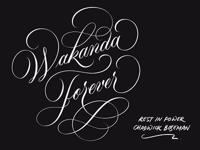 Wakanda Forever, RIP Chadwick Boseman black panther brush calligraphy calligraphy calligraphy flourishing chadwick boseman design flourishing handlettering lettering lettering art lettering artist marvel rest in peace rest in power rip rip chadwick riplegends script lettering typography wakanda forever