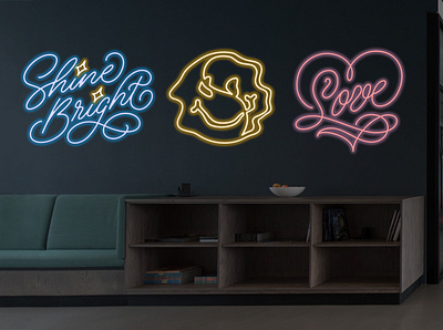 Neon Sign Designs calligraphy calligraphy and lettering artist environmental design handlettering illustration lettering lettering art lettering artist monoline design monoline illustration monoline script monolinear neon neon colors neon light neon lights neon sign neon sign design typography wall art