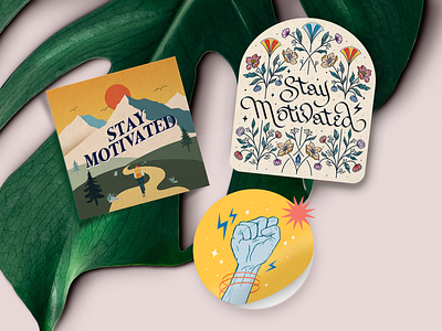 Stay Motivated - Sticker & Card Design for MantraBand