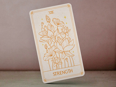 Tarot Card VIII Strength Design astrological astrology card deck card design card designer deck of cards floral floral illustration handlettering illustration lettering line art lotus flower playing card playing cards tarot tarot card tarot cards tarot deck tarot design