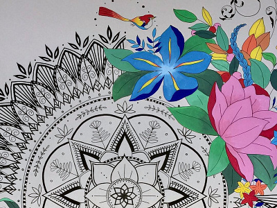 Mandala + Modern Florals Mural birds design flowers graphics illustration mandala modern florals mural painting vibrant wall painting