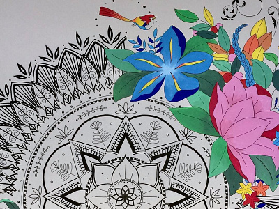 Mandala + Modern Florals Mural