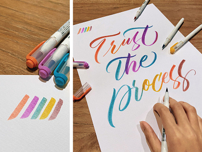 Trust The Process - Brushlettering Artwork blending brush calligraphy brush pen calligraphy calligraphy calligraphy and lettering artist colour blending design handlettering illustration lettering lettering art lettering artist lettering design singapore trust the process type typography