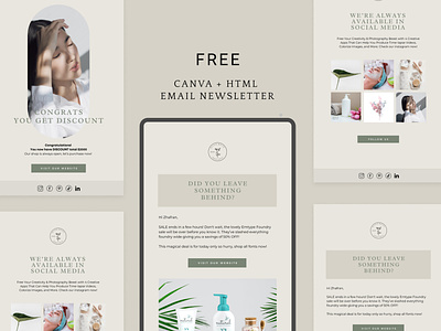 Zhafran - FREE CANVA + HTML Email Newsletter Template canva clean design ecommerce email design email marketing email template free html minimalist newsletter ui