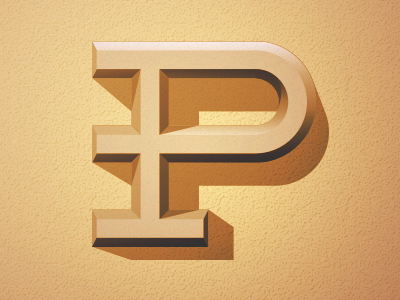 P on sandstone 3d effect logo shadows