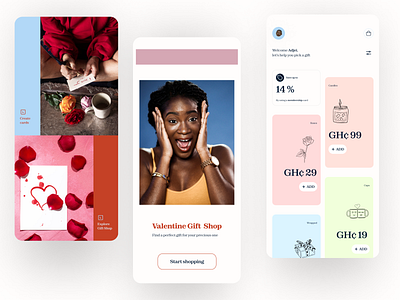 Valentine Gift Shop App UI