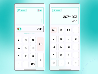 Calculator and currency converter figma mobile ui uidesign visual design