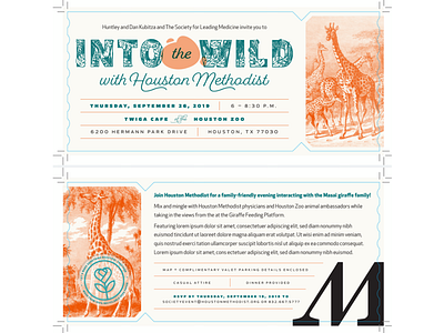 Into the Wild Invitation clean giraffe graphic design grid houston houston zoo invitation texas zoo