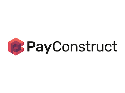 Pay Construct - Logo 3d branding cube identity lettering logo logotype money orange pay red typography