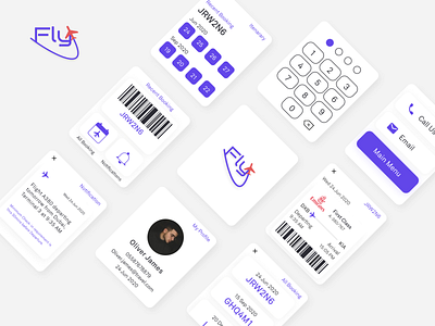 FlyApp Apple Watch UI app apple apple watch card design clean color theory design flight app flight booking illustration interaction design product design travel app typography ui design uxdesign watch