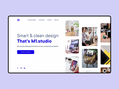 M1 Design Studio Website adobe xd after effects aftereffects animation app card design clean color theory design designstudio interaction design motion design product design typography ui design uxdesign website website concept website design