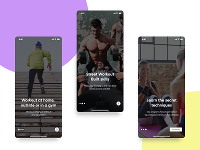 Fitness App Onboarding app clean color theory design fitness app interaction design ios app ios app design iphone x onboarding screens onboarding ui product design typography ui design uxdesign walkthroughs workout app