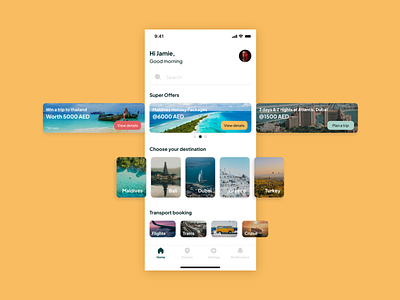Travel App UI Concept app clean color theory design iconography illustration ios logo product design travel typography ui ui design user experience user interface uxdesign
