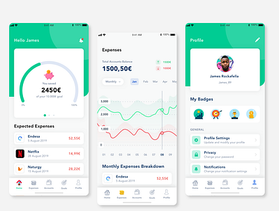 MoneyGoals - Part.2 - UI Concept app app concept appconcept mobile mobile app design mobile ui save money ui ui design uiux