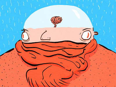 The monster with a little brain brain brush character face illustration ink monster photoshop strange weird