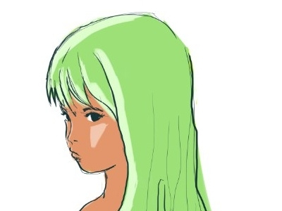 greenhairedgirl cute drawing illustration