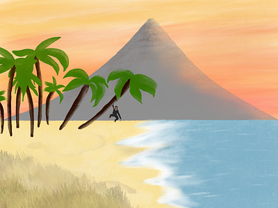 at the beach art beach digital art digital drawing digital illustration drawing illustration illustration artist landscape landscape design landscape illustration nature nature design sea sun sunset