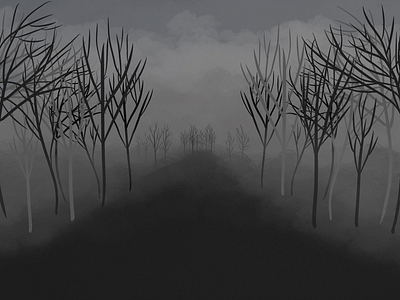 twilight art autumn black and white digital art digital drawing digital illustration drawing fog forest illustration illustration artist landscape landscape design landscape illustration nature nature design scary twilight winter