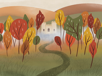 an autumn tale art autumn digital art digital drawing digital illustration drawing forest illustration illustration artist landscape landscape design landscape illustration nature nature design