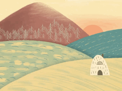 setting sun over the mountain animation digital art digital drawing digital illustration drawing gif illustration landscape animation landscape drawing landscape illustration nature drawing nature illustration sunset