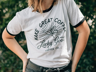 Lucky Goat Ringer Tee coffee design illustration shirt design