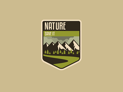 Nature Patch badge illustration mountain nature patch river tree