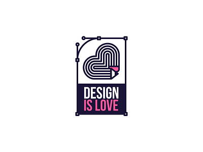 Design Is Love badge beizer design heart illustration love patch pencil