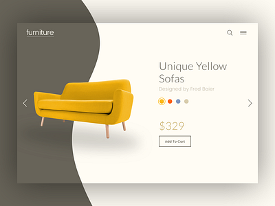 Furniture Product Page clean concept design furniture product page sofa ui yellow