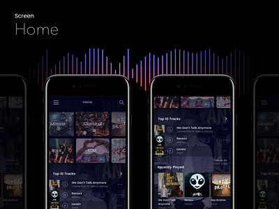 Music App UI Kit - Home app dark design music music app ui ui kit user interface
