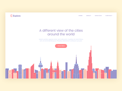 Explore Illustration buildings cities illustration landing page ui web design website