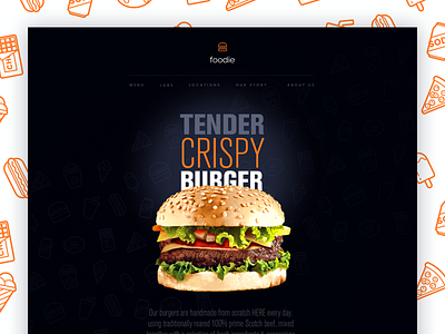 Foodie burger dark food icons ui website