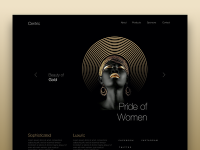Centric black clean design gold modern ui ux website