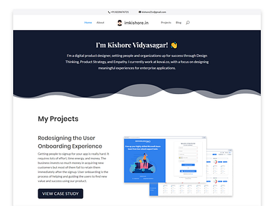 Portfolio - imkishore.in 2d about about us adobe blue branding clean design flat illustration landing page minimal personal branding portfolio portfolio site product design ui ux