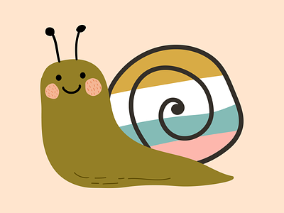 Happy Snail 🐌 2d clean design doodle flat hand drawn illustration minimal visual design