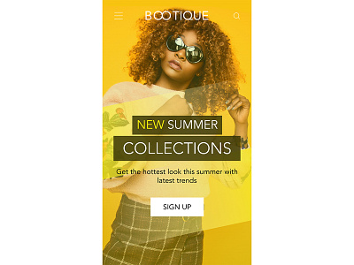 Bootique App Welcome Screen adobe android app bootique branding design dress fashion fashion app flat log in logo minimal photoshop sign up type typography ui ux xd