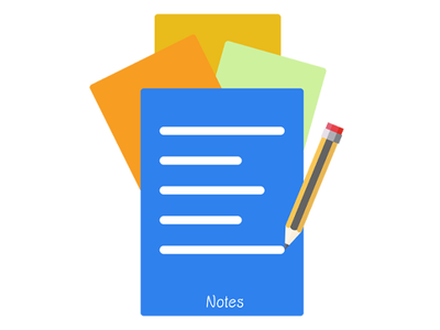 Notes 2018 2d adobe blue card clean design drawing flat icon illustration minimal notes pencil photoshop ui ux vector web