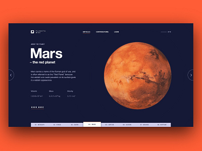 Planet wiki concept - Mars design landing landingpage mars planet slide ux ui website wiki