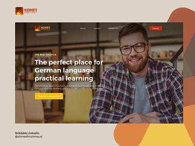 Komet German Language Institute courses german homepage institute landing language sketch ui ux