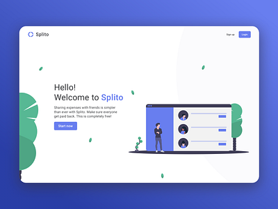 Splito Landing Page app appdesign design friends landing mobile money page splito splitwise ui uiux ux uxui website